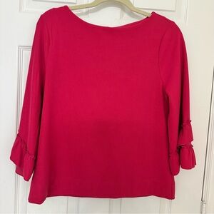 Talbots 3/4 ruffle sleeve hot pink blouse